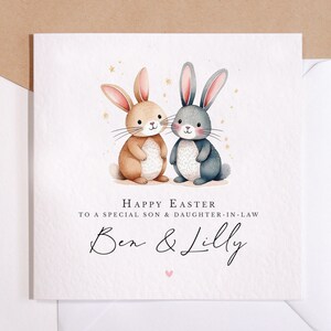 Carte personnalisée Joyeuses Pâques à un couple spécial | de Pâques pour son fils et sa belle-fille | Carte de Pâques pour la fille et le gendre
