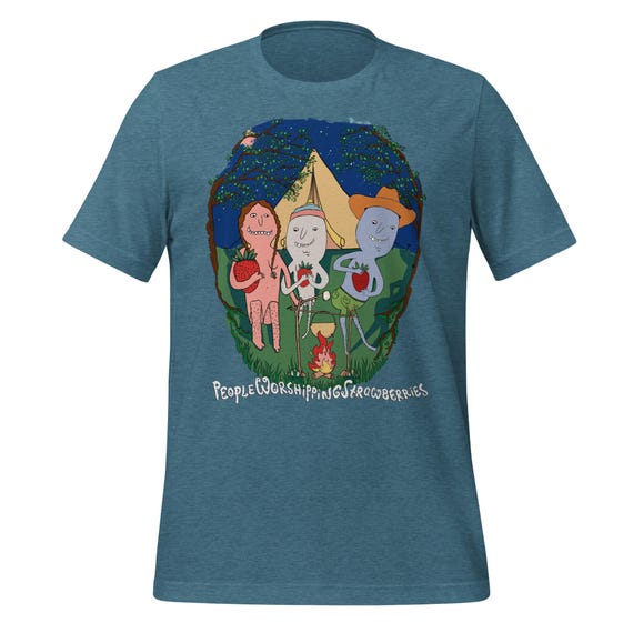 Camping | Men's Short Sleeve Relaxed Fit Shirt | People Worshipping Strawberries