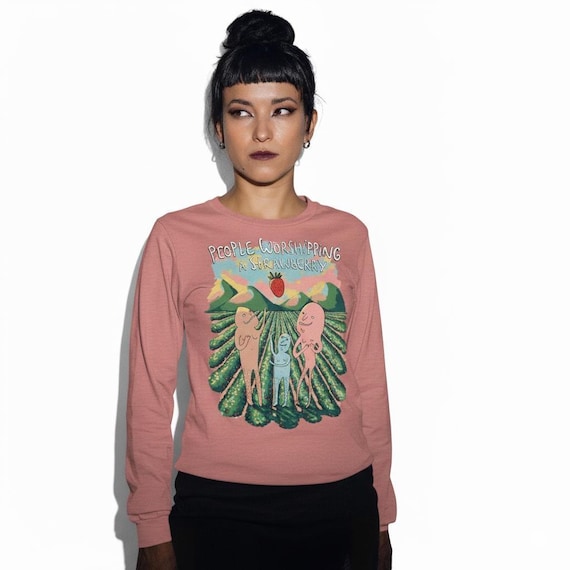 Strawberry - Ladies Long Sleeve Shirt - People Worshipping Strawberries