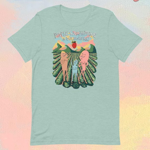 Strawberry | Short Sleeve Ladies Relaxed Fit Shirt | People Worshipping Strawberries