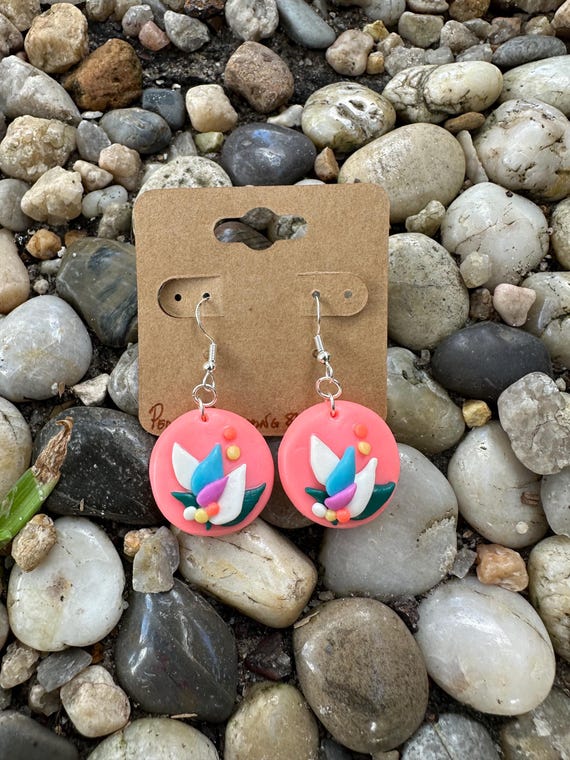 Handmade Floral Coral Earrings - People Worshipping Strawberries