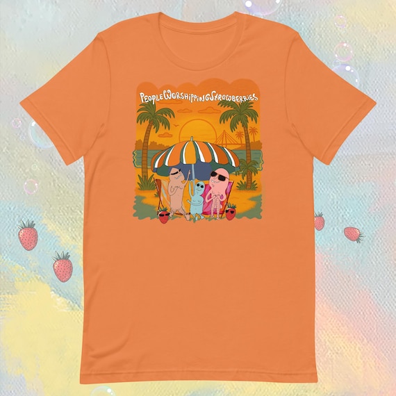 Beach | Short Sleeve Ladies Relaxed Fit Shirt | People Worshipping Strawberries