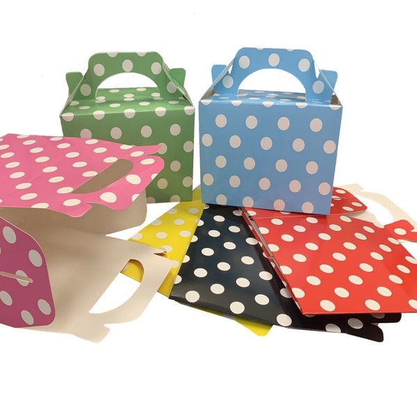 Spotty Polka Dot Birthday Party Food Gift Boxes - Carry Handle Lunch Box Bag