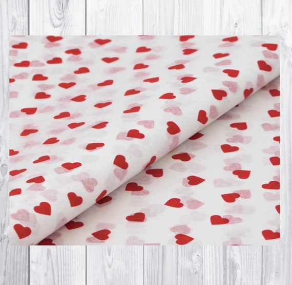 Small Red Love Hearts Valentines Tissue Paper Sheets - 50x75cm Gift Wrap