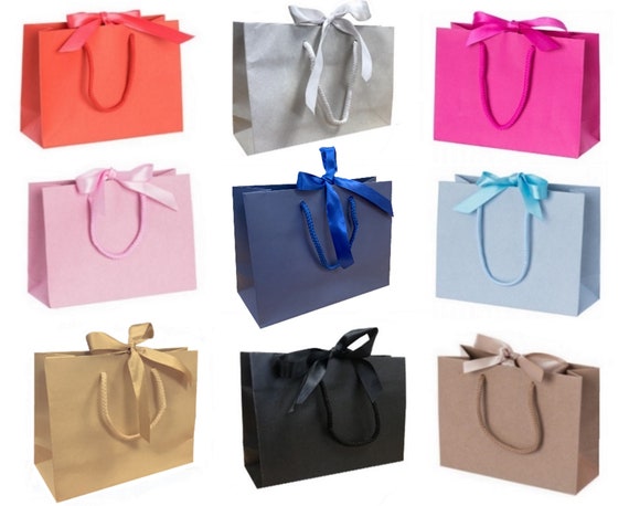 Small Ribbon Tie Party Gift Bags With Rope Handles - Birthday / Boutique Bag