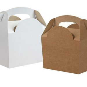 White OR Kraft Carry Handle Boxes - Party Food Gift Box