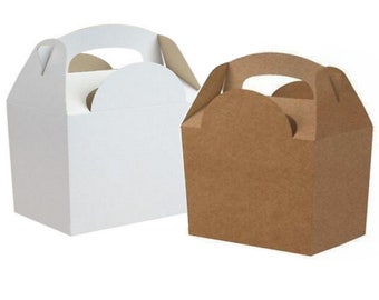 White OR Kraft Carry Handle Boxes - Party Food Gift Box