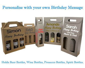 Personalised Happy Birthday Bottle Carrier - Beer Cider Wine Box Bag Gift Idea