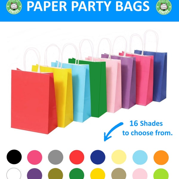 Party Bags - Bright Paper Gift Loot Bag - Birthday Christmas Wedding Favours *HB