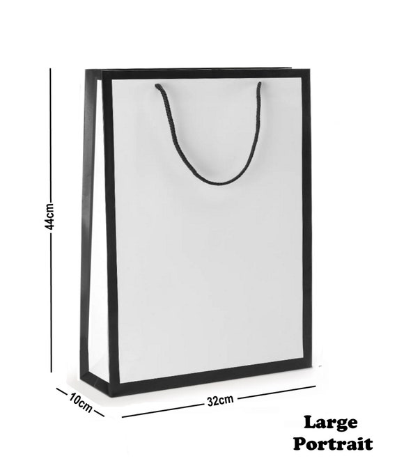 Black Edge White Luxury Matt Designer Boutique Rope Handle Gift Bags Etsy