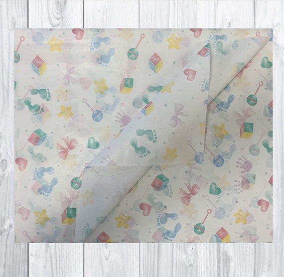 Baby Shower New Born Hand & Foot Print Christening Tissue Paper Sheets - 50x75cm Gift Wrap