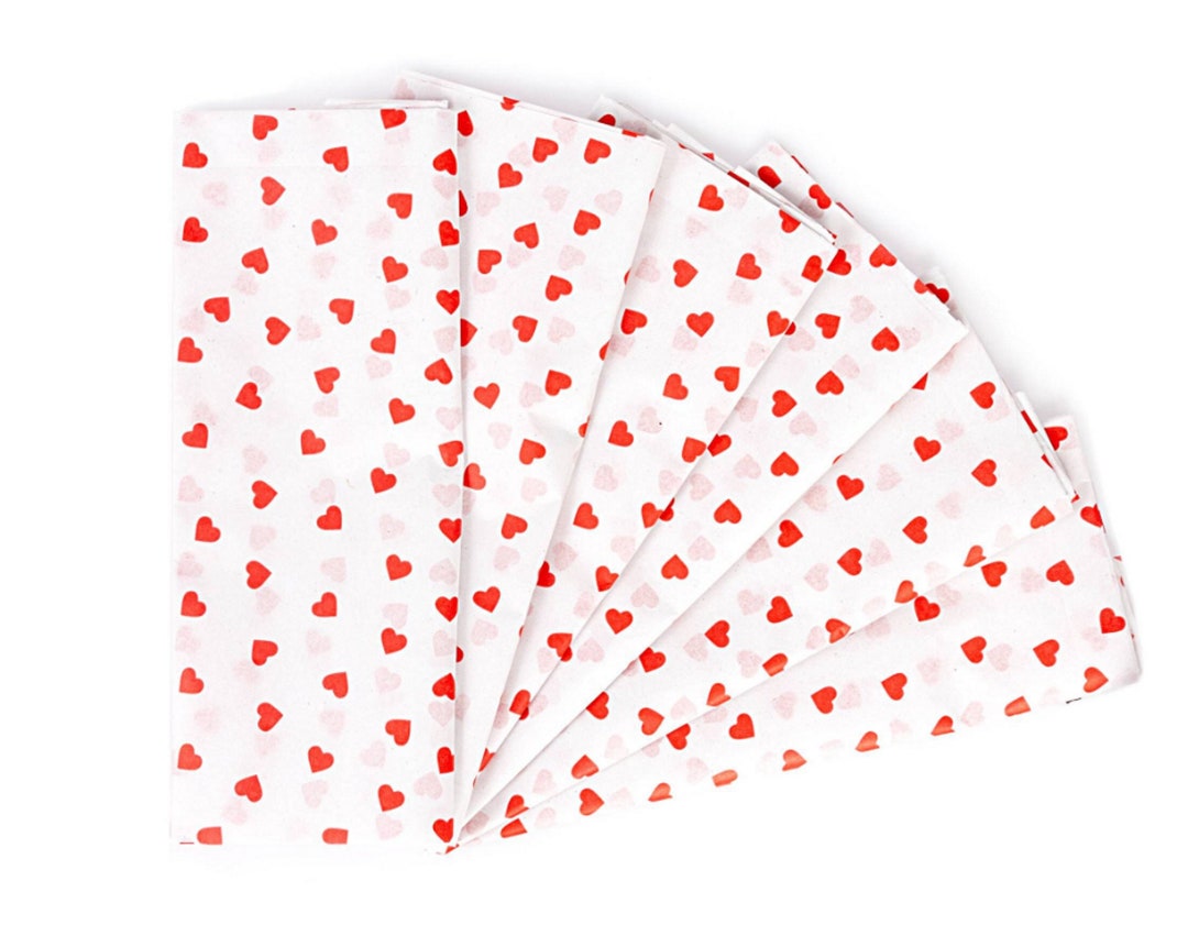 Small Red Love Hearts Valentines Tissue Paper Sheets 50x75cm Gift