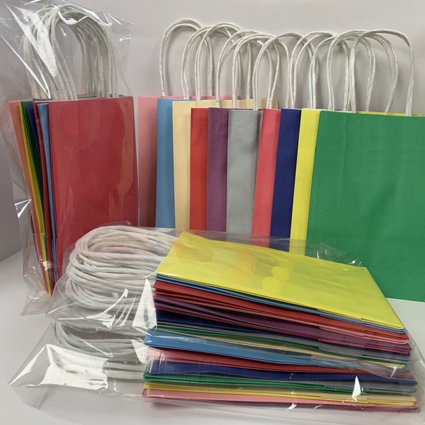 PACK OF 10 - Bright Paper Gift Bags - Childrens Birthday Party Favour Bag *HB