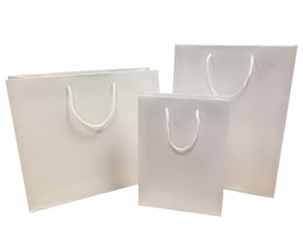 Bolsas De Regalo Blancas Brillantes - Para Tienda, Boutique, Cumpleaños, Papel, Sin Motivo