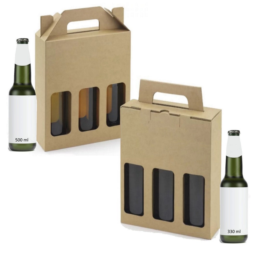 330ml / 500ml Beer Ale Cider Bottle Carrier Gift Box Cardboard Holder ...