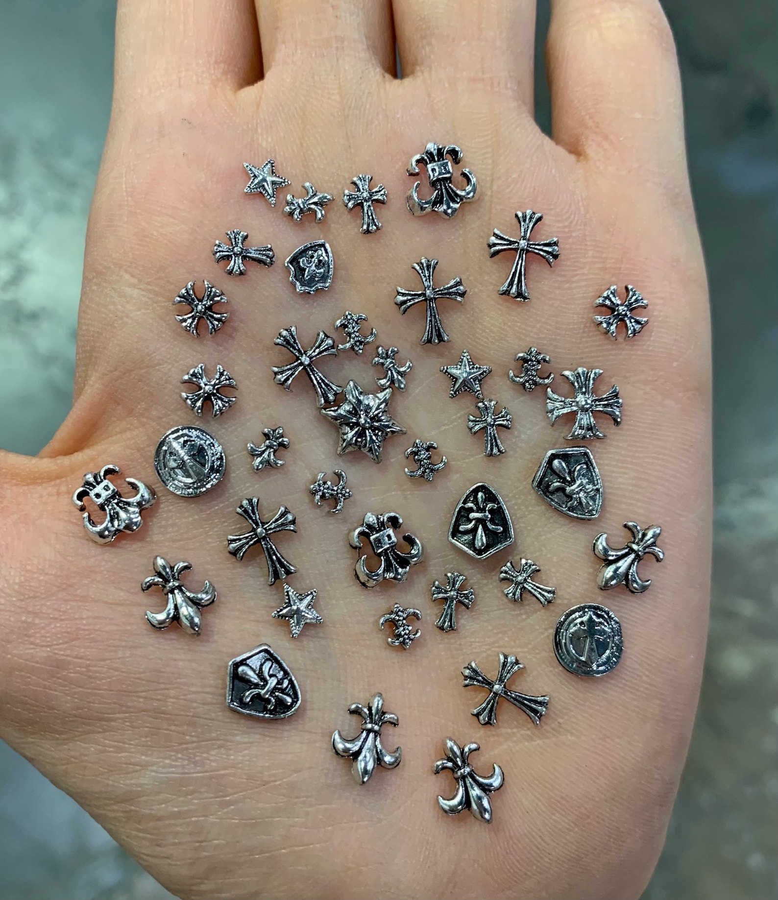 Chrome Hearts Chrome Crosses 3D nail charms bags Etsy