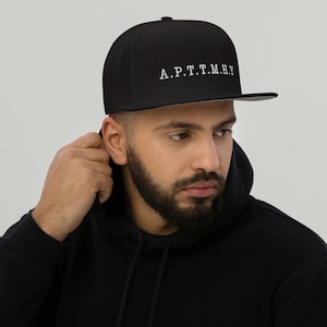 Black &#39;A.P.T.T.M.H.Y&#39; Embroidered Snapback Hat