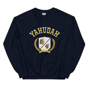 Collegiate Hebrew Crest Sweatshirt- Navy