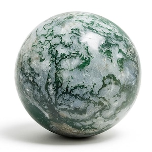 110MM Moss Agate Crystal Sphere – Polished Natural Stone Ball | 4LB Green Gemstone for Decor, Meditation & Display