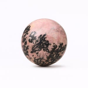 Pink Rhodonite Sphere With Black Veins, High Quality Carving Polished Sphere , Large Round-Shaped Stone | 55 MM, 2.16 INCH, 0.64 LBS