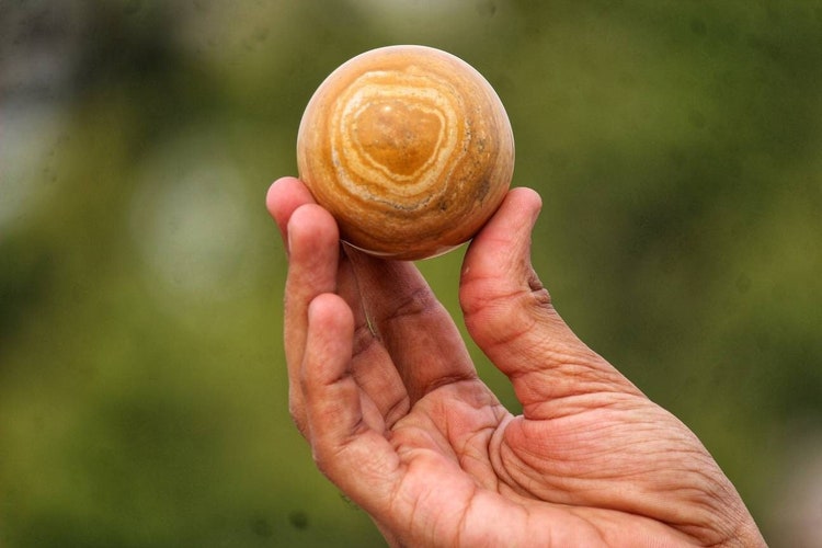 Hot Sale Here A Fancy Jasper 60mm Yellow Banded Jasper Yellow Jasper Jupitar Style Jasper Crystal Healing Crystals Metaphysical Sphere Ball About 25 Days Myglobes In