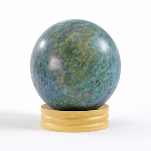 Ruby Fuchsite Inclusion of Ruby Apatite Stone, Crystal High Quality Carving Polished Sphere Metaphysical Decor