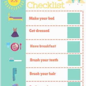 Kids morning checklist and bed time checklist