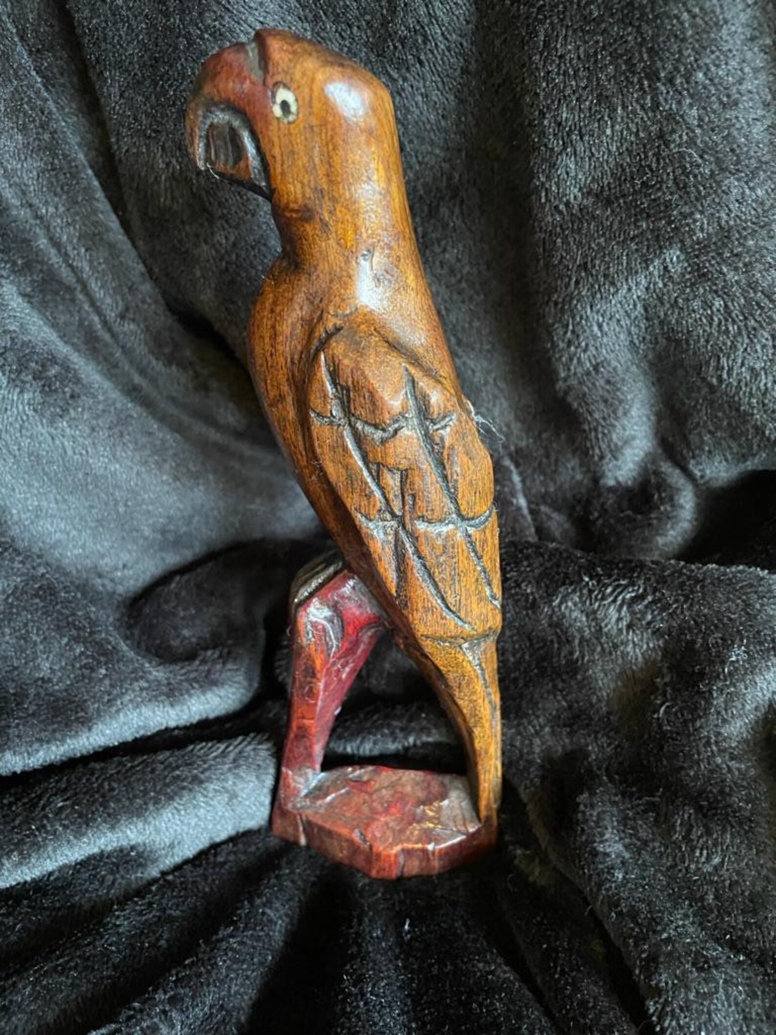 Hand carved wooden parrot Etsy