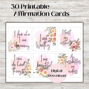 Baraja de cartas de afirmación positiva, tablero de visión imprimible, álbum de recortes imprimible, kit de manifestación, cuidado personal imprimible, DIGITAL