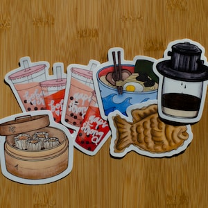 AAPI Food Sticker Packet, Vinyl stickers, Glossy stickers, Laptop stickers, Water Bottle stickers
