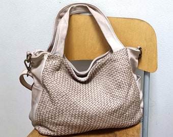 Leather Bag Soft Leather Handbag Soft Woven Hobo Bag Vera Pelle