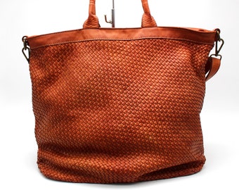 Leather Bag Soft Leather Handbag Woven Leather Hobo Soft Large Bag Italy