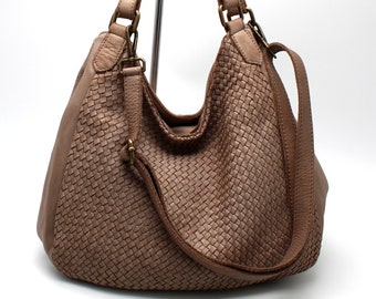 Leather Bag Soft Woven Leather Handbag Braided Leather Purse Hobo Soft Bag Italy