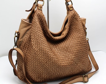 Gewebte Leder Tragetasche Weiche italienische Leder Hobo Handtasche