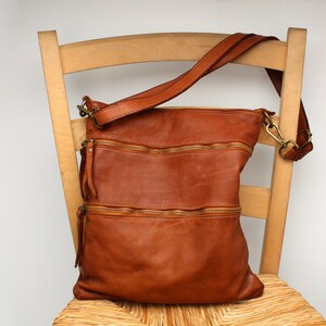 Soft Leather Crossbody Bag - Tavel