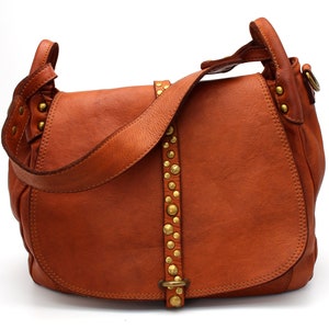 Leather Bag Soft Leather Shoulder Handbag Italy Leather Purse Brown Natural Leather Vera Pelle