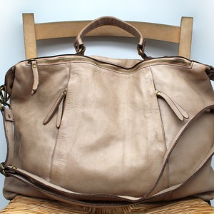 Sac en cuir Hobo en cuir souple Italy Sac à main en cuir Cabas en cuir BEIGE