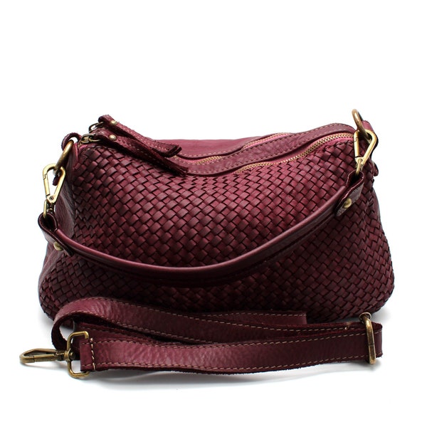 Leather Bag Soft Leather Shoulder Bag Leather Handbag Woven Italy