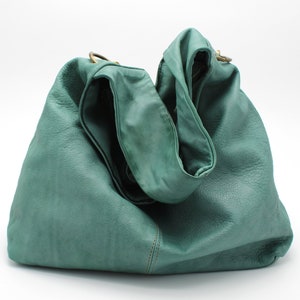 Leather Bag Soft Leather Handbag Women Leather Purse Hobo Soft Bag Italy Turquoise