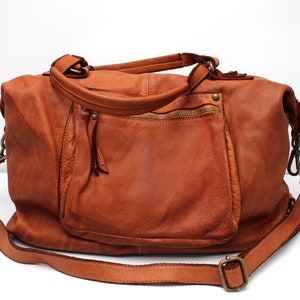 Leather Bag Shoulder Handbag soft leather Bag Leather Cross body Italy Brown