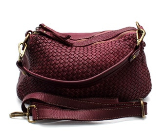 Leather Bag Soft Leather Shoulder Bag Leather Handbag Woven Italy