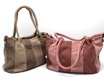 Sac en cuir Sac à main en cuir souple Cuir tressé pour femme Cabas Fabriqué en Italie