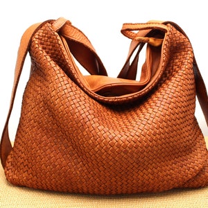Woven Leather Shoulder Bag Convertible Backpack in Leather Bag - Etsy