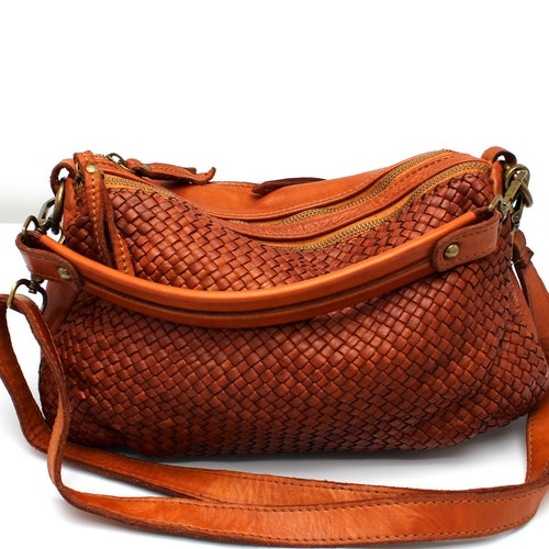 Woven Leather Bag Leather Handbag Italy - Etsy
