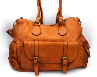 Leather Bag Leather Shoulder Bag Soft Leather Handbag Made in Italy Brown Purse
