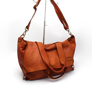 Leather Bag Soft Leather Bag Shoulder Handbag Italy Florence Brown Purse image 6