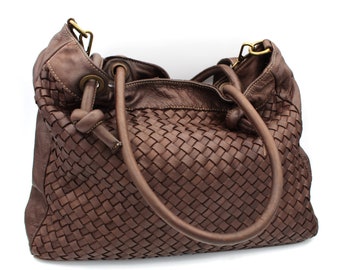 Sac en cuir pour femme Sac à main en cuir souple tissé Sac hobo en cuir tressé