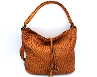 Soft Woven Leather Handbag, Handmade Italian Purse