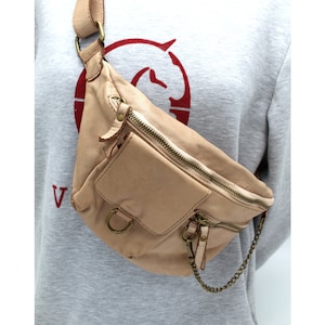 Leather Bag Fanny Packs Pouch bag Leather Sling Soft Leather Waist Bag Made in Italy