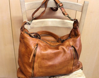 Sac en cuir Hobo en cuir souple Italy Sac à main en cuir Cabas en cuir